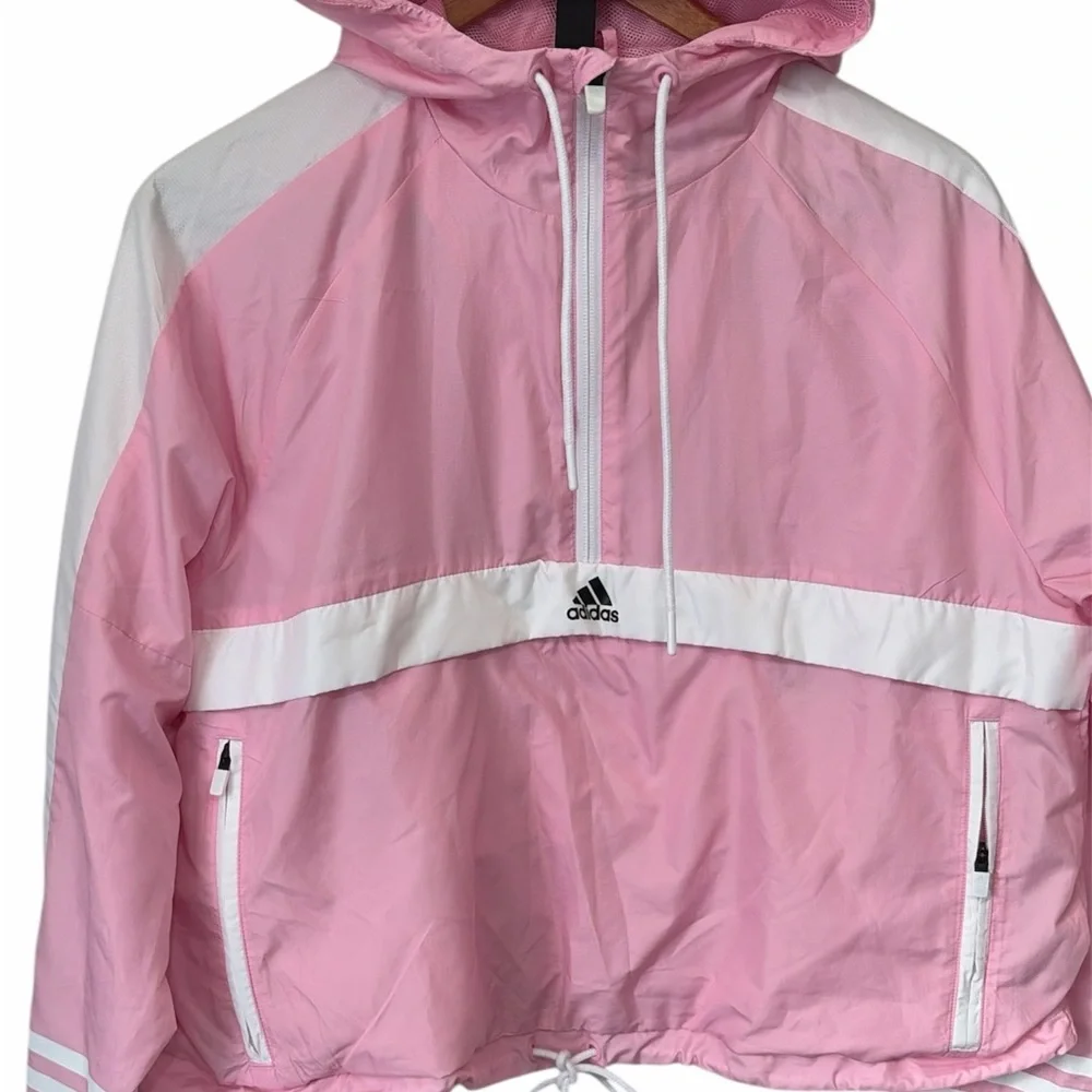 Adidas Girl’s Pink and White Hooded Jacket - Picture 2 of 7